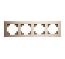 Рамка 4-местная, металл, STEKKER, MFR00-7004-02, серия Катрин, шампань 50022