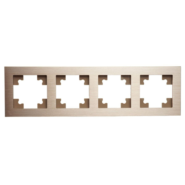 Рамка 4-местная, металл, STEKKER, MFR00-7004-02, серия Катрин, шампань 50022