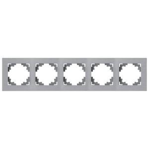 Рамка 5-местная, металл, STEKKER, MFR00-7005-03, серия Катрин, серебро 50027