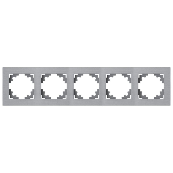 Рамка 5-местная, металл, STEKKER, MFR00-7005-03, серия Катрин, серебро 50027