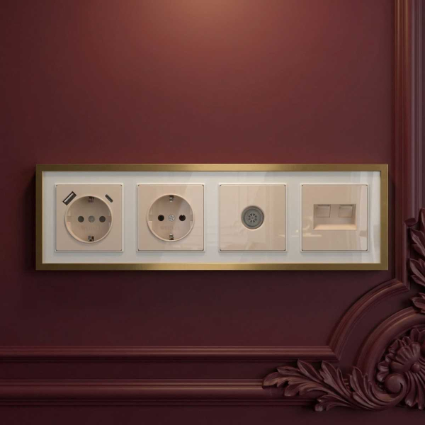 Рамка Werkel Baguette на 4 поста белый/золотистая латунь W0042853 a072285