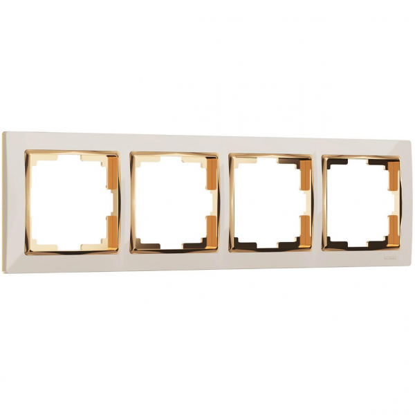 Рамка на 4 поста Werkel Snabb слоновая кость/золото W0041932 4690389160929 Рамка на 4 поста Werkel Snabb слоновая кость/золото W0041932 4690389160929