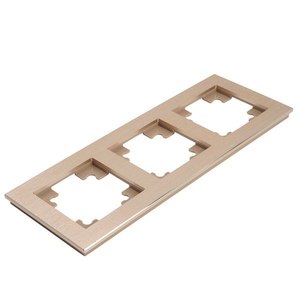 Рамка 3-местная, металл, ,STEKKER, MFR00-7003-02, серия Катрин, шампань 50018