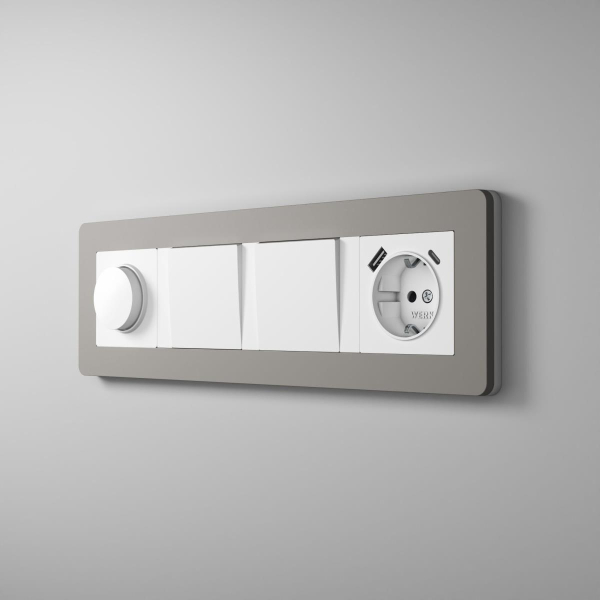 Рамка Werkel Split на 4 поста дымчатый/белый W0043067 4690389206108