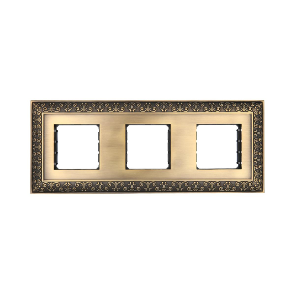 Рамка LK Studio 3-постовая декоративная металлическая в комплекте с суппортами (бронза), LK45 854320-1