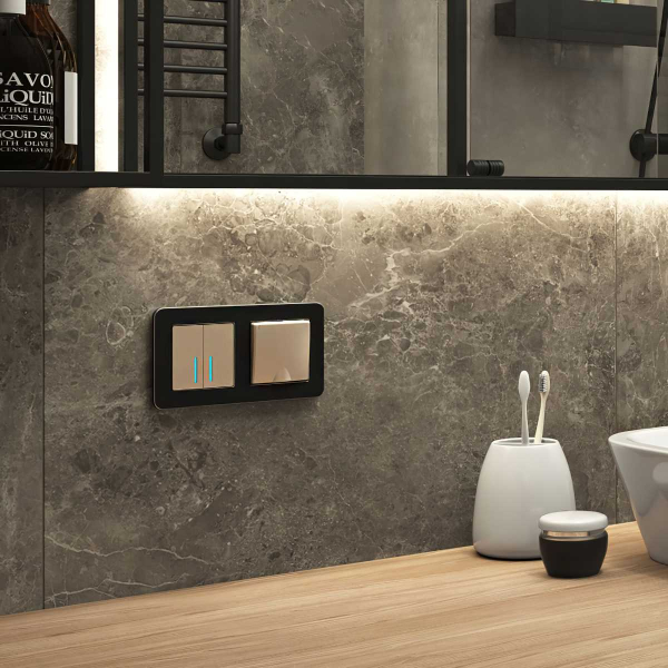 Рамка Werkel Platinum на 2 поста черный алюминий W0022608 4690389184451