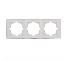 Рамка 3-ая горизонтальная Lezard Rain белая с бок. вст. хром 703-0225-148