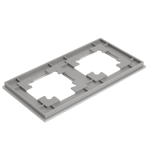 Рамка 2-местная, металл, STEKKER, MFR00-7002-03 , серия Катрин, серебро