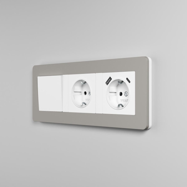 Рамка Werkel Split на 3 поста дымчатый/белый W0033067 4690389206085