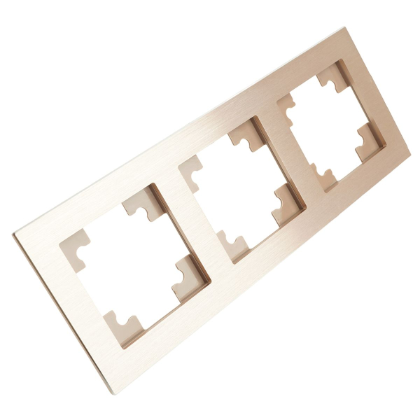 Рамка 3-местная, металл, ,STEKKER, MFR00-7003-02, серия Катрин, шампань 50018