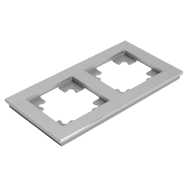 Рамка 2-местная, металл, STEKKER, MFR00-7002-03 , серия Катрин, серебро