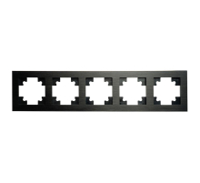 Рамка 5-местная, металл, STEKKER, MFR00-7005-05, серия Катрин, черный 50028