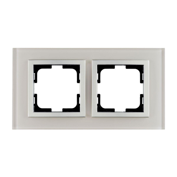 Рамка 2-постовая Mono Electric Style Glass белое стекло 107-710000-161 Рамка 2-постовая Mono Electric Style Glass белое стекло 107-710000-161