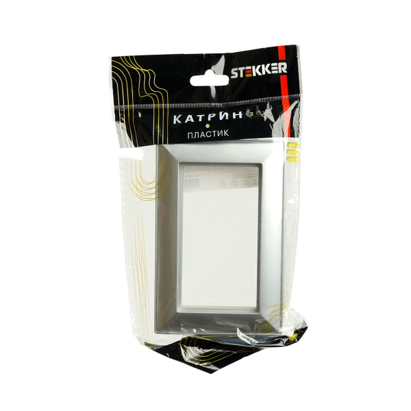 Рамка 2-местная (без перемычки), пластик, Stekker, PFR00-7012-03 Катрин, серебро 50048