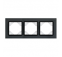 Минск Рамка 3-местная стеклянная черная EKF Basic ERM-G-403-70