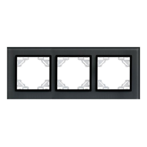Минск Рамка 3-местная стеклянная черная EKF Basic ERM-G-403-70