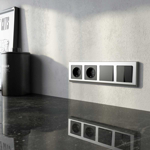 Рамка на 4 поста Werkel Stark серебряный W0041806 4690389161902