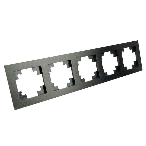 Рамка 5-местная, металл, STEKKER, MFR00-7005-05, серия Катрин, черный 50028