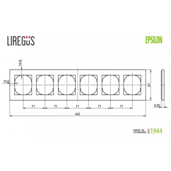 Рамка 6-постовая Liregus Epsilon белый 28-043 Рамка 6-постовая Liregus Epsilon белый 28-043