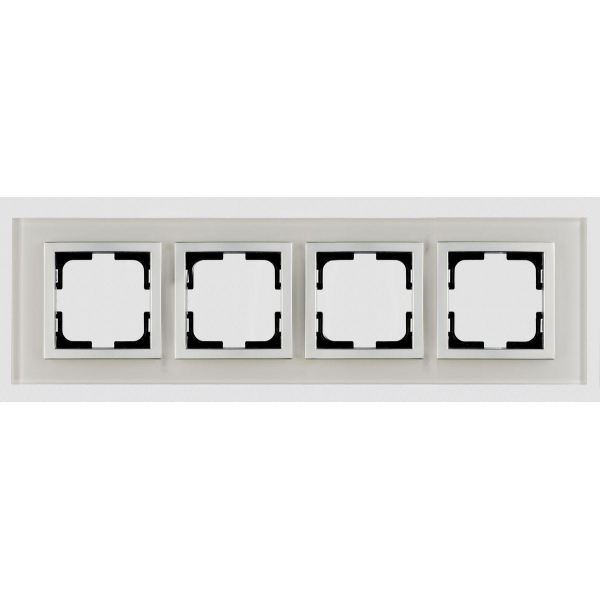 Рамка 4-постовая Mono Electric Style Glass белое стекло 107-710000-163 Рамка 4-постовая Mono Electric Style Glass белое стекло 107-710000-163