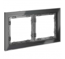 Рамка стеклянная Voltum S70 на 2 поста, (графит, стекло) VLS110207