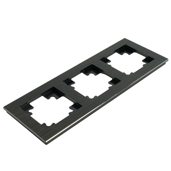 Рамка 3-местная, металл, STEKKER MFR00-7003-05, серия Катрин, черный 50020