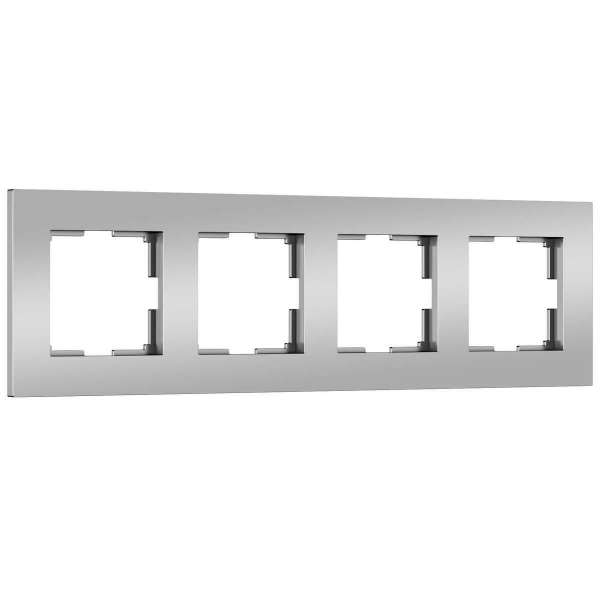 Рамка на 4 поста Werkel Slab серебро матовый W0042965 4690389193545 Рамка на 4 поста Werkel Slab серебро матовый W0042965 4690389193545