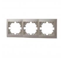 Рамка 3-ая горизонтальная Lezard Mira белый жемчуг 701-3000-148