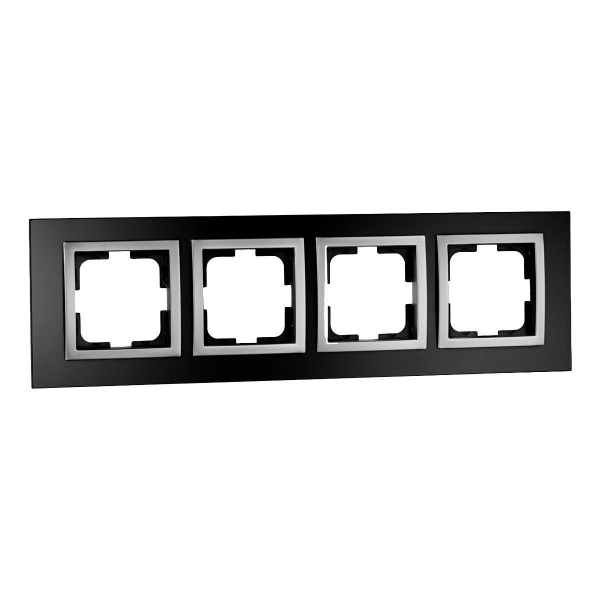 Рамка 4-постовая Mono Electric Style Glass чёрное стекло 107-720000-163 Рамка 4-постовая Mono Electric Style Glass чёрное стекло 107-720000-163