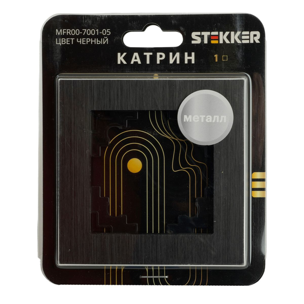 Рамка 1-местная, металл, STEKKER MFR00-7001-05, серия Катрин, черный 50012