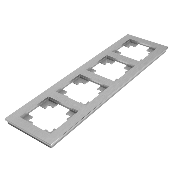 Рамка 4-местная, металл, STEKKER, MFR00-7004-03, серия Катрин, серебро 50023