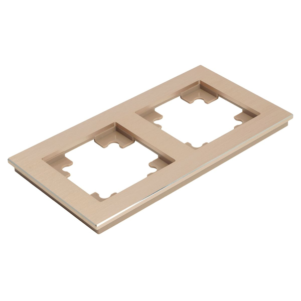 Рамка 2-местная, металл, STEKKER, MFR00-7002-02 , серия Катрин, шампань