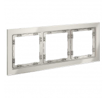 Рамка стеклянная Voltum S70 на 3 поста, (кашемир, стекло) VLS110303