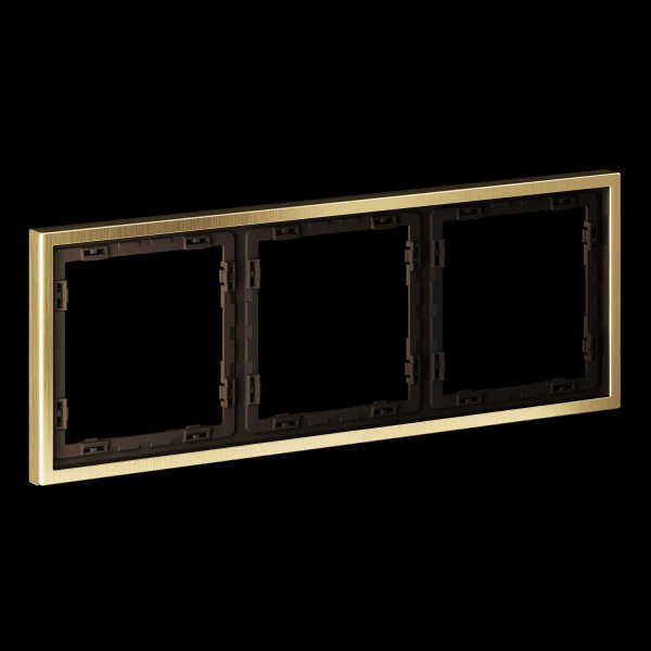 Рамка металлическая на 3 поста, S70 Metal (латунь) Voltum VLSM120309