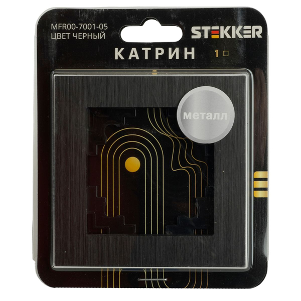 Рамка 1-местная, металл, STEKKER MFR00-7001-05, серия Катрин, черный 50012