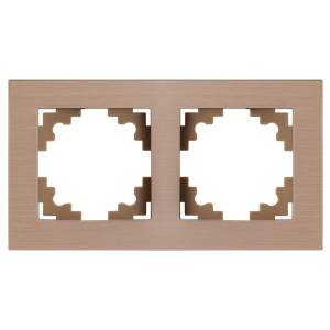 Рамка 2-местная, металл, STEKKER, MFR00-7002-02 , серия Катрин, шампань