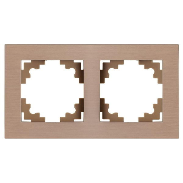 Рамка 2-местная, металл, STEKKER, MFR00-7002-02 , серия Катрин, шампань