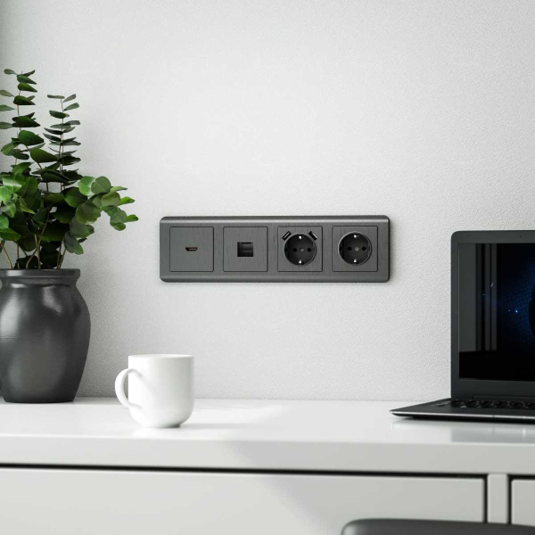 Рамка на 4 поста Werkel Stream графит W0042104 4690389162350