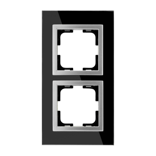 Рамка 2-постовая Mono Electric Style Glass чёрное стекло 107-720000-161 Рамка 2-постовая Mono Electric Style Glass чёрное стекло 107-720000-161