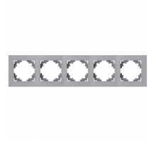 Рамка 5-местная, металл, STEKKER, MFR00-7005-03, серия Катрин, серебро 50027