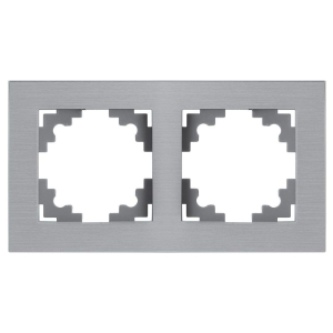 Рамка 2-местная, металл, STEKKER, MFR00-7002-03 , серия Катрин, серебро