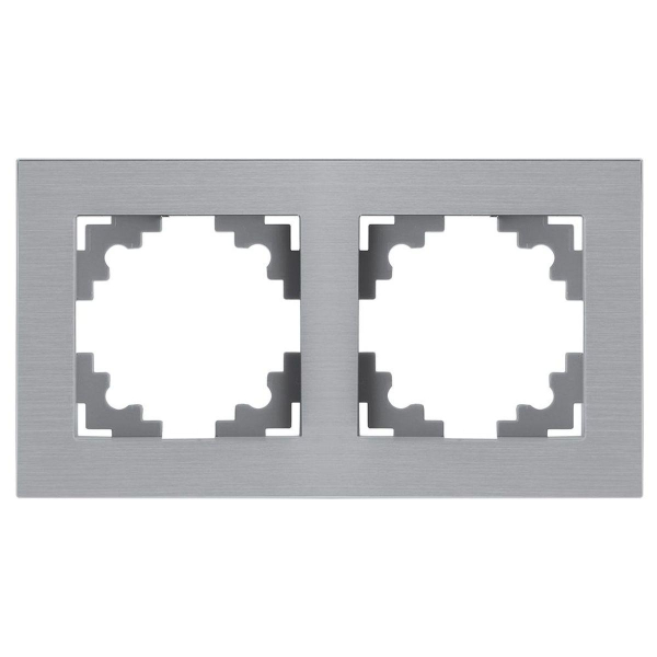 Рамка 2-местная, металл, STEKKER, MFR00-7002-03 , серия Катрин, серебро