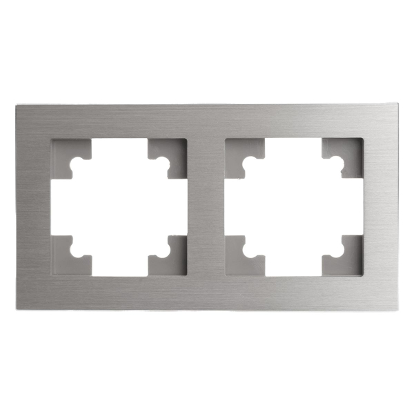 Рамка 2-местная, металл, STEKKER, MFR00-7002-03 , серия Катрин, серебро
