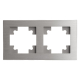Рамка 2-местная, металл, STEKKER, MFR00-7002-03 , серия Катрин, серебро