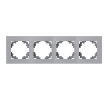 Рамка 4-местная, металл, STEKKER, MFR00-7004-03, серия Катрин, серебро 50023