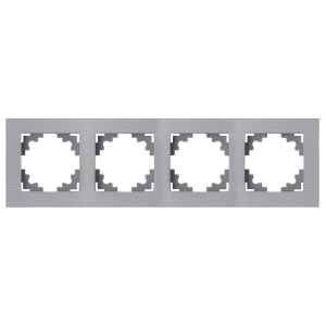 Рамка 4-местная, металл, STEKKER, MFR00-7004-03, серия Катрин, серебро 50023