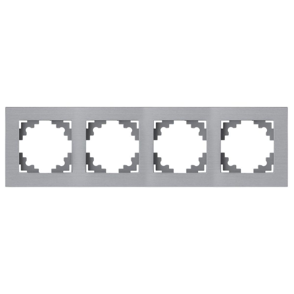 Рамка 4-местная, металл, STEKKER, MFR00-7004-03, серия Катрин, серебро 50023