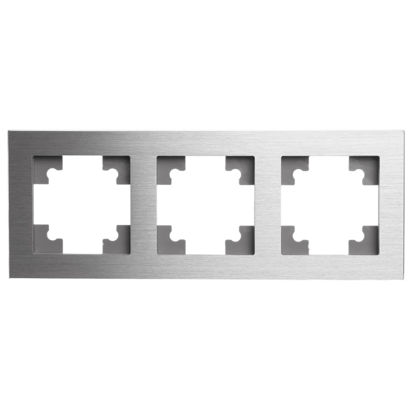 Рамка 3-местная, металл, STEKKER, MFR00-7003-03, серия Катрин, серебро 50019