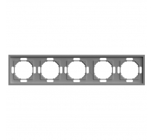 Рамка STEKKER, PFR00-5005-10 5-местная, серия Эмили, платиново-серый, soft touch 49966