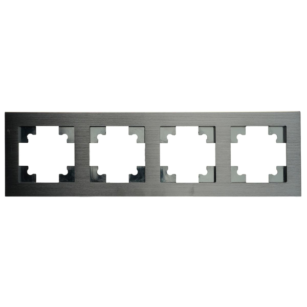 Рамка 4-местная, металл, STEKKER MFR00-7004-05, серия Катрин, черный 50024